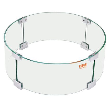 Fire Pit Wind Guard, 23 x 23 x 8 Inch Glass Flame Guard, Round Glass Shield, 1/4-Inch Thick Fire Table, Clear Tempered Glass Flame Guard, Aluminum Alloy Feet for Propane, Gas, Outdoor.