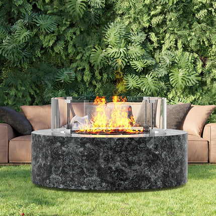 Fire Pit Wind Guard, 26 x 26 x 6 Inch Glass Flame Guard, Round Glass Shield, 1/4-Inch Thick Fire Table, Clear Tempered Glass Flame Guard, Steady Feet Tree Pit Guard for Propane, Gas, Outdoor.