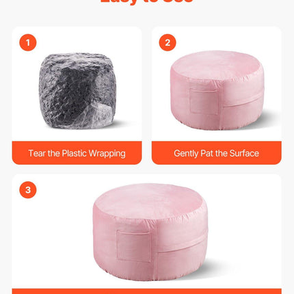 91 cm Round Bean Bag Chair with Removable Cover & Dutch Velvet Pink.