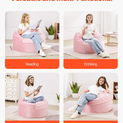 91 cm Round Bean Bag Chair with Removable Cover & Dutch Velvet Pink.