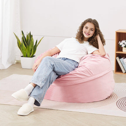 91 cm Round Bean Bag Chair with Removable Cover & Dutch Velvet Pink.