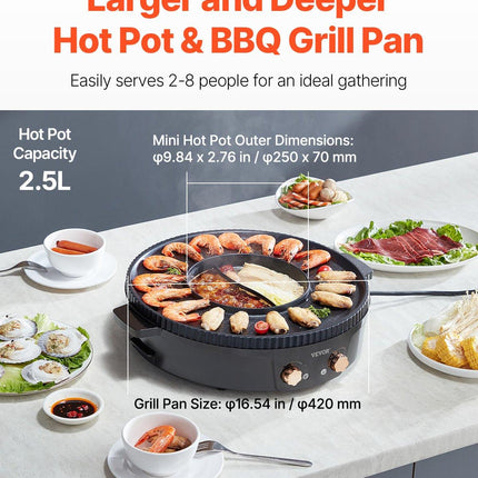 Hot Pot with Grill 1800W 2-in-1 Electric Smokeless Grill and Hot Pot.