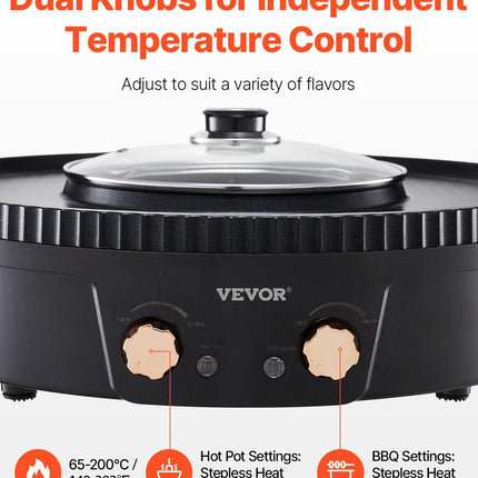 Hot Pot with Grill 1800W 2-in-1 Electric Smokeless Grill and Hot Pot.