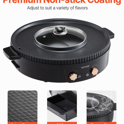 Hot Pot with Grill 1800W 2-in-1 Electric Smokeless Grill and Hot Pot.