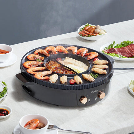 Hot Pot with Grill 1800W 2-in-1 Electric Smokeless Grill and Hot Pot.