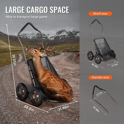Folding Deer Cart Game Hauler Utility Gear Dolly 500 LBS Capacity.