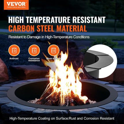 Fire Pit Ring, 40-Inch Outer/36-Inch Inner Diameter, 10inch Height 2.5mm Thick Fire Pit Insert, Heavy Duty Carbon Steel Liner DIY Campfire Ring above or In-Ground, for Outdoor Camping, Bonfires.