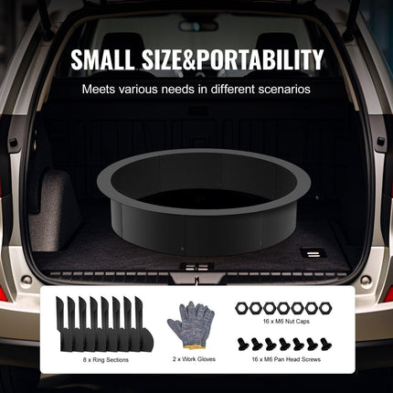 Fire Pit Ring, 40-Inch Outer/36-Inch Inner Diameter, 10inch Height 2.5mm Thick Fire Pit Insert, Heavy Duty Carbon Steel Liner DIY Campfire Ring above or In-Ground, for Outdoor Camping, Bonfires.