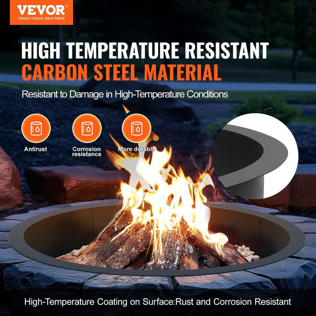 Fire Pit Ring Round 45 Inch Outer Steel Liner DIY Campfire Ring Firepit.