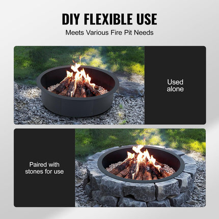 Fire Pit Ring Round 45 Inch Outer Steel Liner DIY Campfire Ring Firepit.