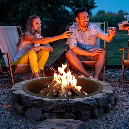 Fire Pit Ring Round 45 Inch Outer Steel Liner DIY Campfire Ring Firepit.