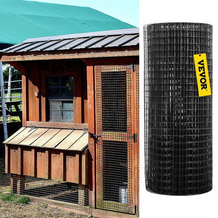Hardware Cloth, 24\" x50\' & 1\"x1\" Mesh Size, Galvanized Steel Vinyl Coated 16 Gauge Welded Wire with A Cutting Plier & A Pair of Fabric Gloves, for Garden Fencing & Pet Enclosures, Black.