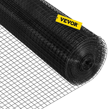 Hardware Cloth, 24\" x50\' & 1\"x1\" Mesh Size, Galvanized Steel Vinyl Coated 16 Gauge Welded Wire with A Cutting Plier & A Pair of Fabric Gloves, for Garden Fencing & Pet Enclosures, Black.