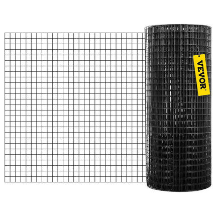 Hardware Cloth, 24\" x50\' & 1\"x1\" Mesh Size, Galvanized Steel Vinyl Coated 16 Gauge Welded Wire with A Cutting Plier & A Pair of Fabric Gloves, for Garden Fencing & Pet Enclosures, Black.