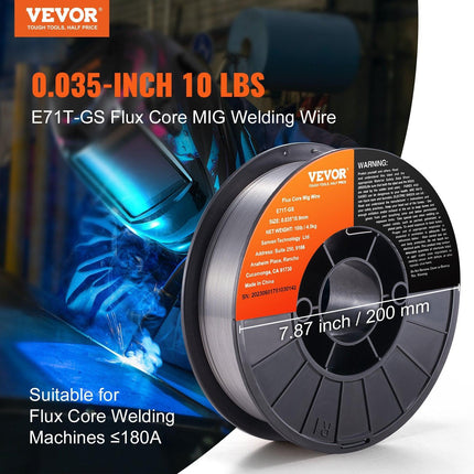 Flux Core MIG Welding Wire E71T-GS 0.035" 10LB Gasless Mild Steel MIG Wire.