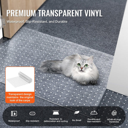 Carpet Protector for Pets, 15" x 4' PVC Scratch-Proof Cat Carpet Protector for Doorway, Anti-Slip Cat Scratch Protector Mat, Easy to Cut Plastic Carpet Scratch Stopper, Cat Scratch Guard Carpet.
