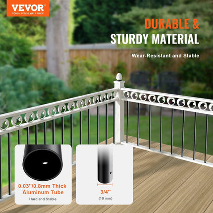 Staircase Metal Balusters, 3/4'' Round x 32'' Long Aluminum Decorative Banister Spindles, 101 Pack Deck Baluster with Screws, Classic Hollow Deck Railing Satin Black Powder Coated for Porch.