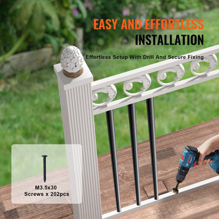 Staircase Metal Balusters, 3/4'' Round x 32'' Long Aluminum Decorative Banister Spindles, 101 Pack Deck Baluster with Screws, Classic Hollow Deck Railing Satin Black Powder Coated for Porch.