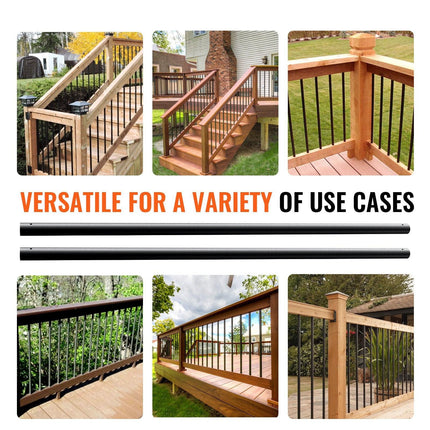 Staircase Metal Balusters, 3/4'' Round x 32'' Long Aluminum Decorative Banister Spindles, 101 Pack Deck Baluster with Screws, Classic Hollow Deck Railing Satin Black Powder Coated for Porch.