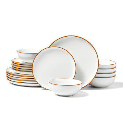 18 PCS Dinnerware Set Ceramic Plates and Bowls Sets Service for 6 White.