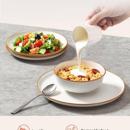 18 PCS Dinnerware Set Ceramic Plates and Bowls Sets Service for 6 White.