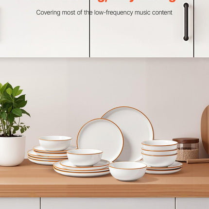 18 PCS Dinnerware Set Ceramic Plates and Bowls Sets Service for 6 White.