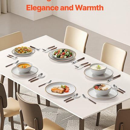 18 PCS Dinnerware Set Ceramic Plates and Bowls Sets Service for 6 White.