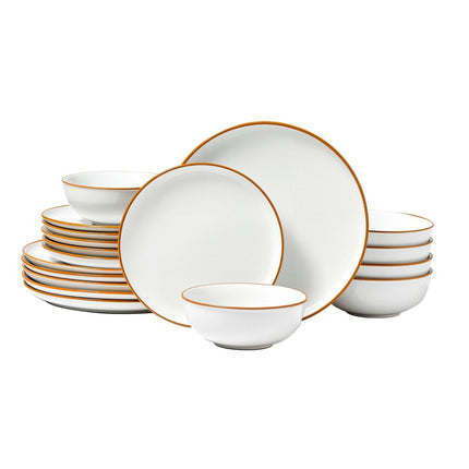 18 PCS Dinnerware Set Ceramic Plates and Bowls Sets Service for 6 White.