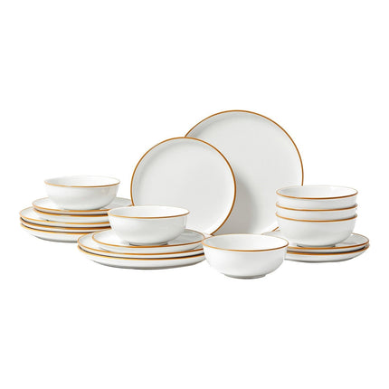 18 PCS Dinnerware Set Ceramic Plates and Bowls Sets Service for 6 White.