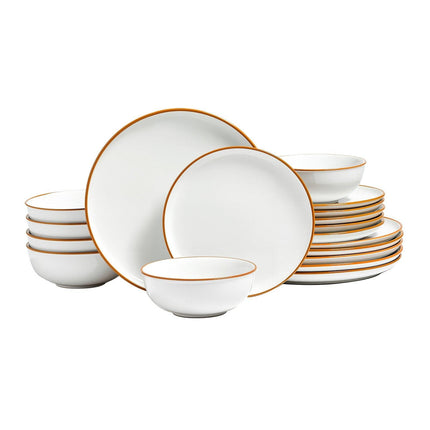 18 PCS Dinnerware Set Ceramic Plates and Bowls Sets Service for 6 White.