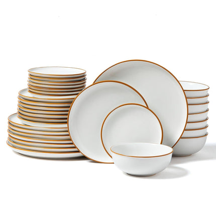 32 PCS Dinnerware Set Ceramic Plates and Bowls Sets Service for 8 White.