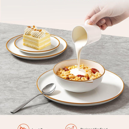 32 PCS Dinnerware Set Ceramic Plates and Bowls Sets Service for 8 White.
