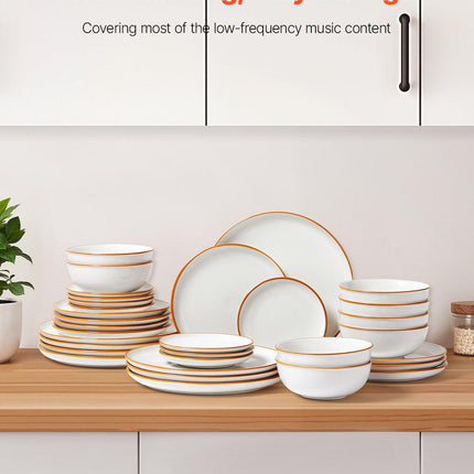 32 PCS Dinnerware Set Ceramic Plates and Bowls Sets Service for 8 White.
