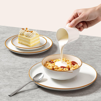 32 PCS Dinnerware Set Ceramic Plates and Bowls Sets Service for 8 White.