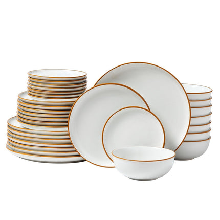 32 PCS Dinnerware Set Ceramic Plates and Bowls Sets Service for 8 White.