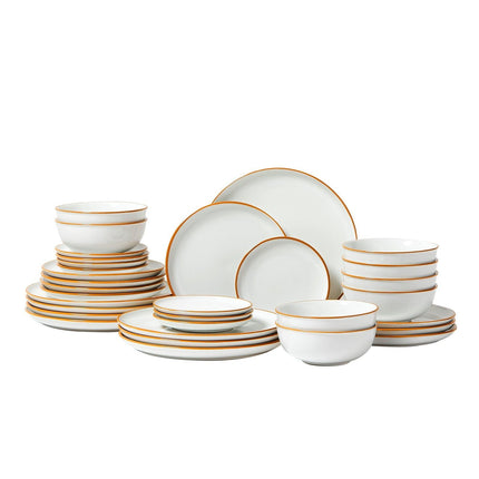 32 PCS Dinnerware Set Ceramic Plates and Bowls Sets Service for 8 White.