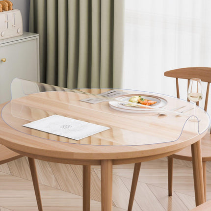 Plastic Table Cover, 42 x 42 Inch 2.0 mm Thick Clear Table Protector, Round PVC Desk Mat, Waterproof & Easy Cleaning Desk Pad Tablecloth, for Office Dresser Dining Room Table Night Stand.