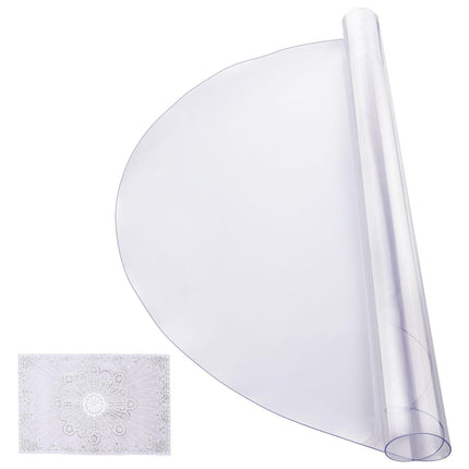 Plastic Table Cover, 42 x 42 Inch 2.0 mm Thick Clear Table Protector, Round PVC Desk Mat, Waterproof & Easy Cleaning Desk Pad Tablecloth, for Office Dresser Dining Room Table Night Stand.