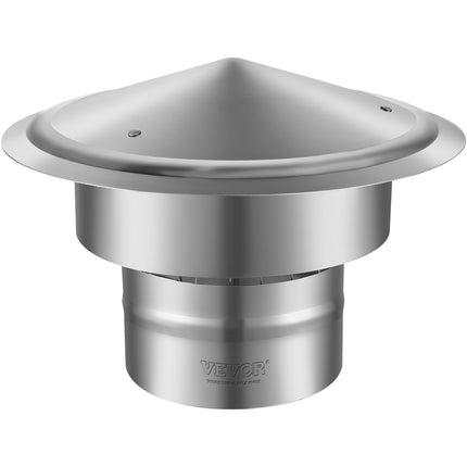 Chimney Cap 6-inch 304 Stainless Steel Round Roof Rain Cap Cover Silver.