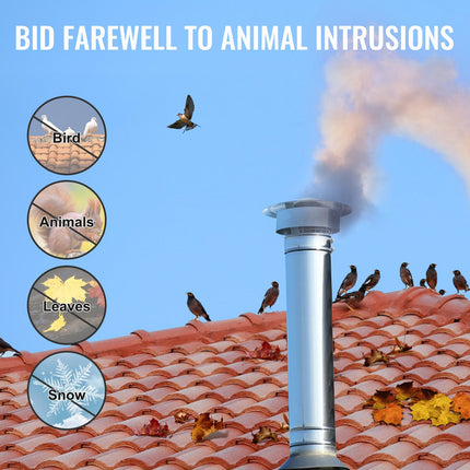 Chimney Cap 6-inch 304 Stainless Steel Round Roof Rain Cap Cover Silver.