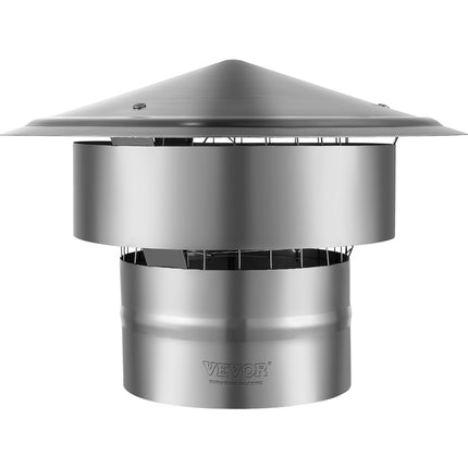 Chimney Cap 6-inch 304 Stainless Steel Round Roof Rain Cap Cover Silver.