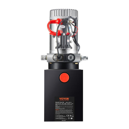 VEVOR Hydraulic Pump, 4 Quart Hydraulic Power Unit, Single Acting Dump Trailer Pump, 0.91 GPM Flow Rate, 3200 PSI Max Relief Pressure, DC 12V Hydraulic Pump for Dump Trailer Car Lifting.