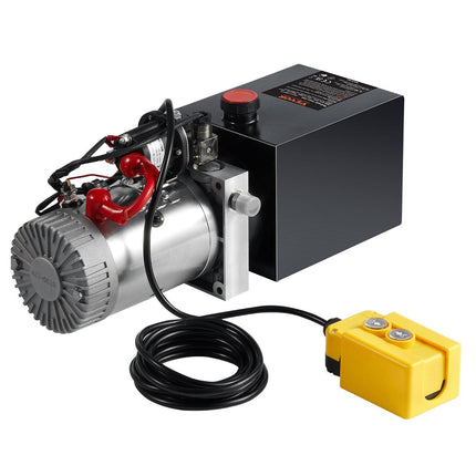 VEVOR Hydraulic Pump, 4 Quart Hydraulic Power Unit, Single Acting Dump Trailer Pump, 0.91 GPM Flow Rate, 3200 PSI Max Relief Pressure, DC 12V Hydraulic Pump for Dump Trailer Car Lifting.
