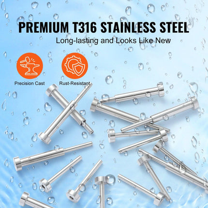20 Pack Invisible Cable Railing kit, T316 Stainless Steel 3.2mm Invisible Receiver and Swage Stud End for Cable Railing, Swage Tensioner 3.2mm for Wood/Metal Post, Cable Railing Hardware, Silver.