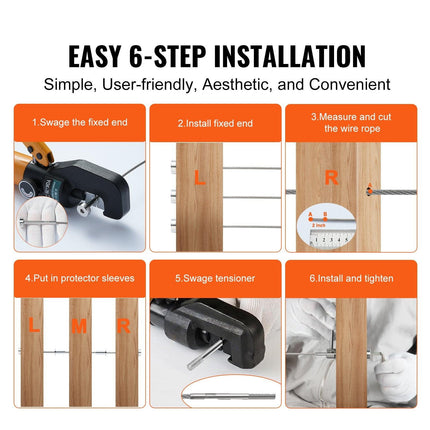 20 Pack Invisible Cable Railing kit, T316 Stainless Steel 3.2mm Invisible Receiver and Swage Stud End for Cable Railing, Swage Tensioner 3.2mm for Wood/Metal Post, Cable Railing Hardware, Silver.