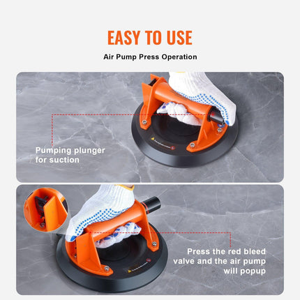 Glass Suction Cup, 203 mm 2 Pack 278 kg Capacity, Vacuum Suction Cup with Steel Handle & Carry Box, Heavy Duty Industrial Suction Cup Lifter Tool for Glass, Granite, Tile, Metal, Wood Lifting.