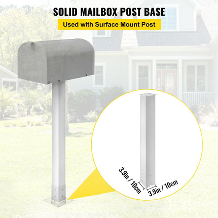 Mailbox Post, 43\" High Mailbox Stand, White Powder-Coated Mail Box Post Kit, Q235 Steel Post Stand Surface Mount Post for Sidewalk and Street Curbside, Universal Mail Post for Outdoor Mailbox.