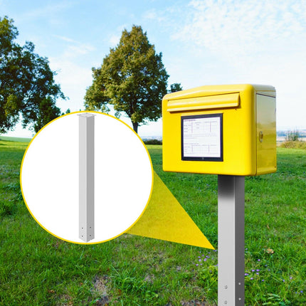 Mailbox Post, 43\" High Mailbox Stand, White Powder-Coated Mail Box Post Kit, Q235 Steel Post Stand Surface Mount Post for Sidewalk and Street Curbside, Universal Mail Post for Outdoor Mailbox.