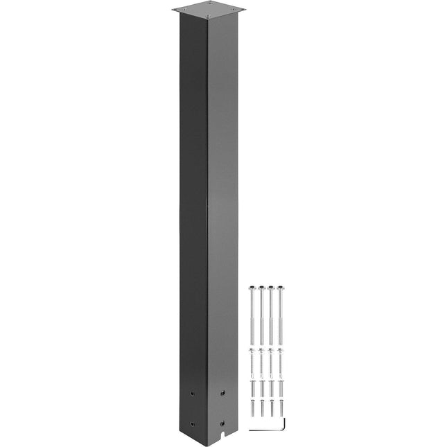 Mailbox Post Stand Mail Box Post 43" Black Powder-Coated Steel for Outdoor.