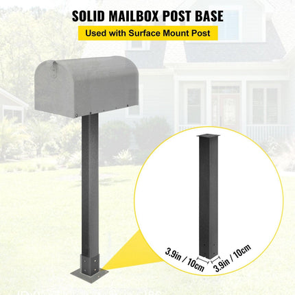 Mailbox Post Stand Mail Box Post 43" Black Powder-Coated Steel for Outdoor.